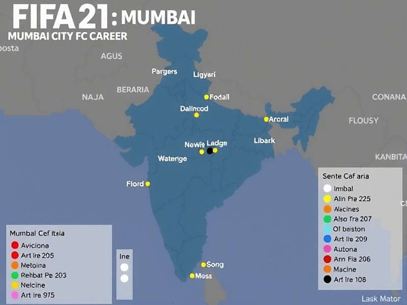 FIFA 21: Mumbai City FC Career download distribution map across Indian cities with Mumbai showing highest concentration